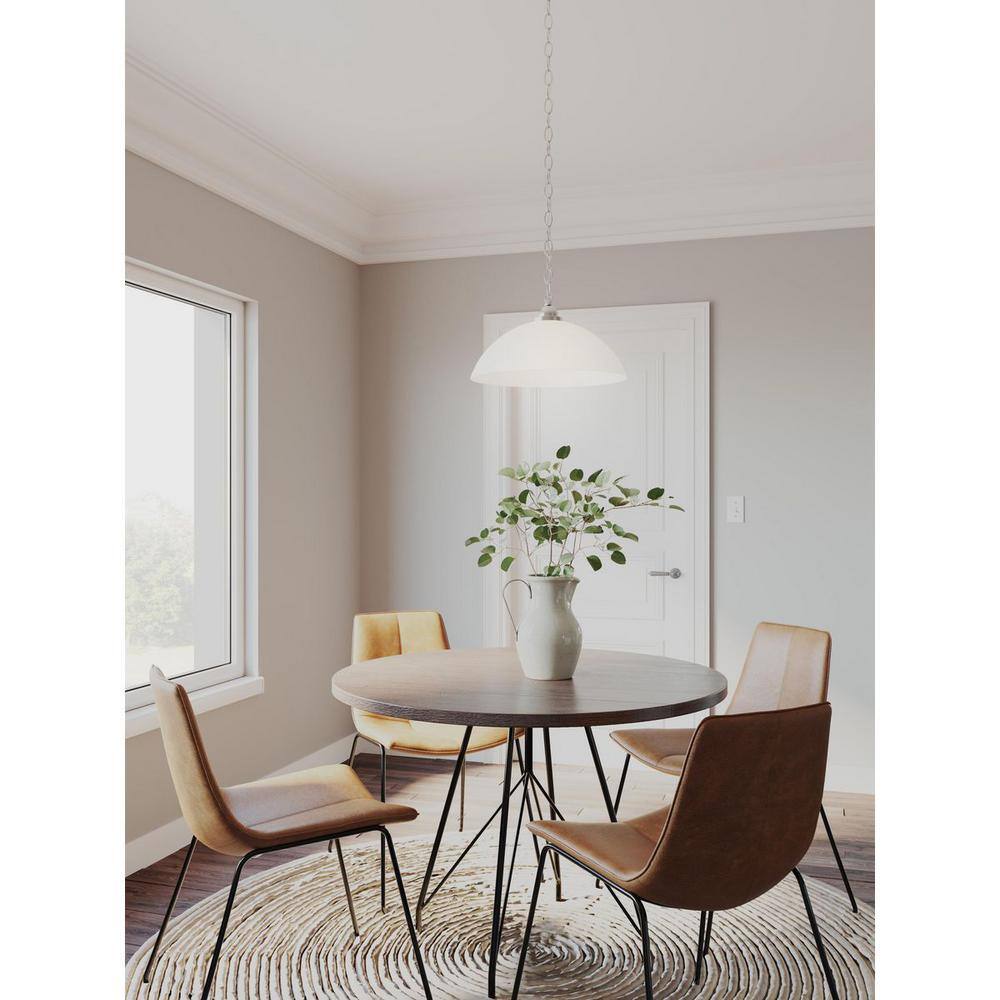 Classic Chrome Glass Dome Pendant Light with Etched Shade