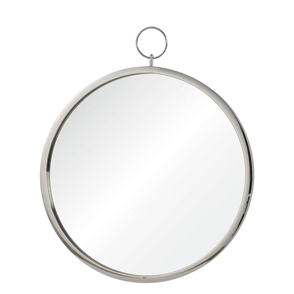 NOTRE DAME DESIGN Medium Round Silver Metallic Shatter Resistant Classic Mirror (30 in. H x 23.5