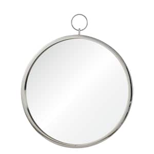 Medium Round Silver Metallic Shatter Resistant Classic Mirror (30 in. H x 23.5 in. W)