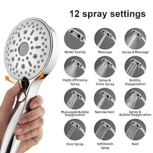 Rainfull 12-Spray 12 in. Wall Mount Dual Shower Head and Handheld Shower Head with S Adjustable Arm 1.8-GPM in Chrome