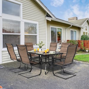 7-Piece Rectangle Outdoor Patio Dining Set with Padded Sling Chairs