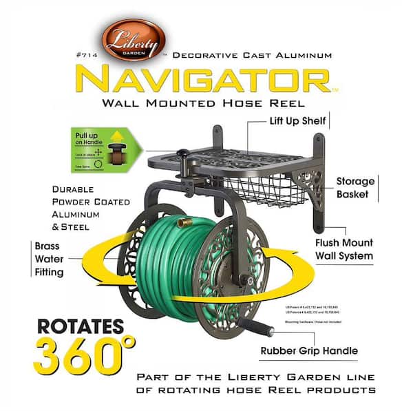 Black Rotating hose reel Navigator 714-C - The Home Depot