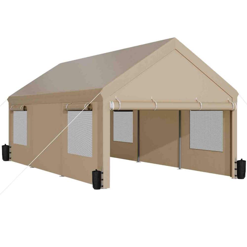 Celebalcony 10 ft. W x 20 ft. D Metal Carport Canopy with