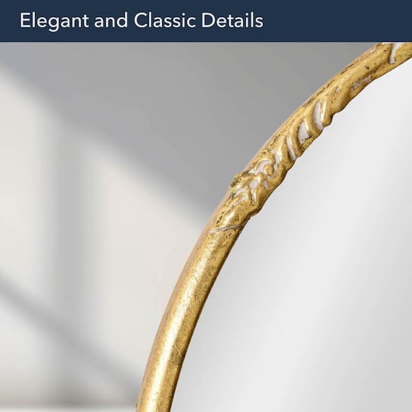 Deco Mirror 24 in. W x 25.5 in. H Vintage Antique Brass Round