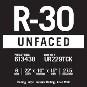 R-30 EcoRoll Unfaced Fiberglass Insulation Roll 10 in. x 15 in. x 22 ft. (18-Rolls)