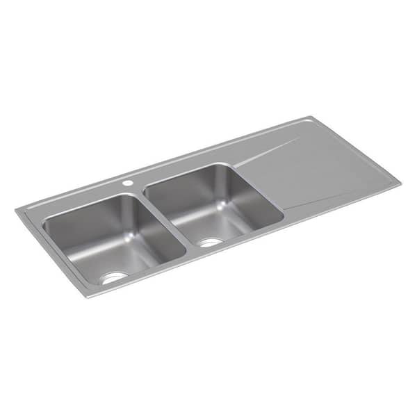 Lustertone 48 in. Stainless Steel Drop-in Double Bowl Lustrous Satin Kitchen Sink