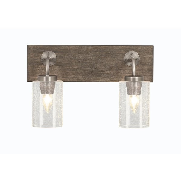 Unbranded Kirby 16 in. 2-Light Graphite and Painted Distressed Wood-look Metal Vanity Light