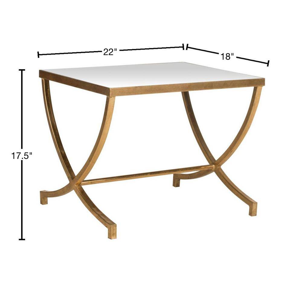 Elegant Gold Leaf Mirrored Rectangular Accent Table