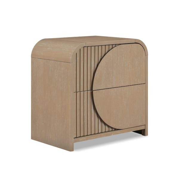 Natural 2-Drawer Fairstone Boho 26 in. W Large Nightstand with Soft Closing Drawers