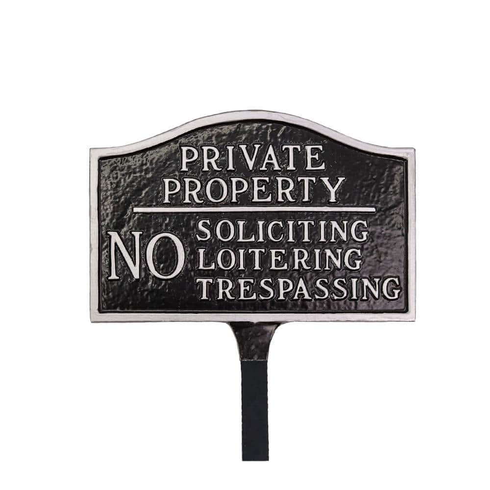 Private Property, No Soliciting, No Loitering Small Statement Plaque with Lawn Stake - Black/Silver price history on PriceWatchPro