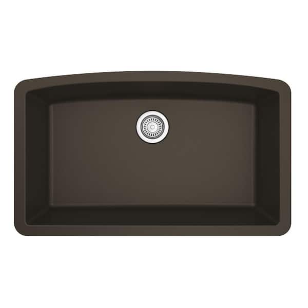 Undermount Quartz/Granite Composite 32 in. Single Bowl Kitchen Sink in Brown