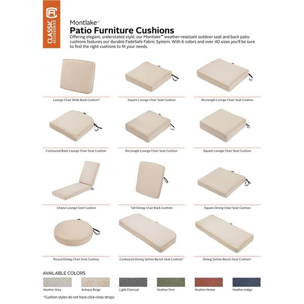 Patio Furniture Chair Cushion Cover Classic Accessories Montlake Water-Resistant 21 x 21 x 3 Inch Square Outdoor Seat Cushion Slip Cover Antique Beige Patio Furniture Chair Cushion Cover Classic Accessories Montlake Water-Resistant 21 x 21 x 3 Inch Square Outdoor Seat Cushion Slip Cover Antique Beige
