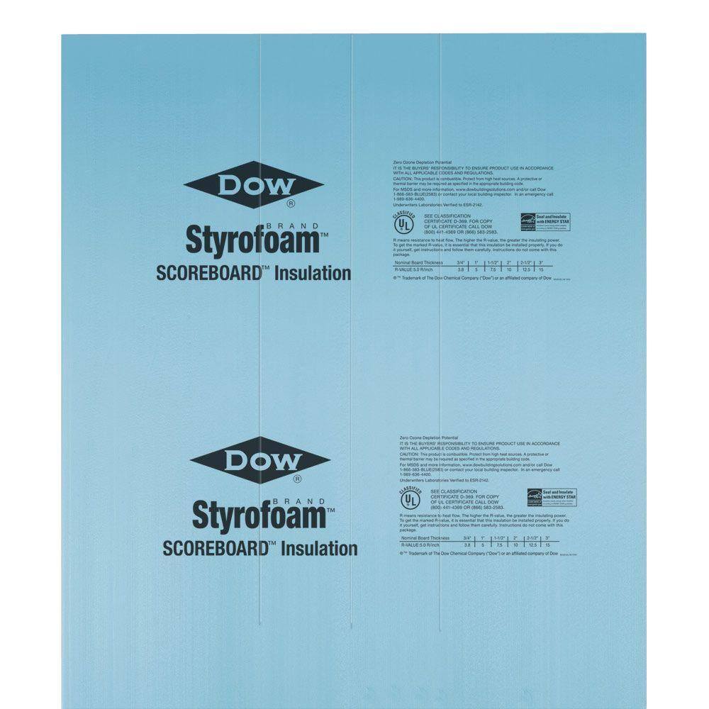 Styrofoam 2 In X 4 Ft X 8 Ft R 10 Scoreboard Xps Insulation 1578 The Home Depot