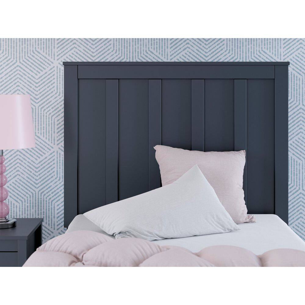 Navy Blue Wood Twin Panel Headboard