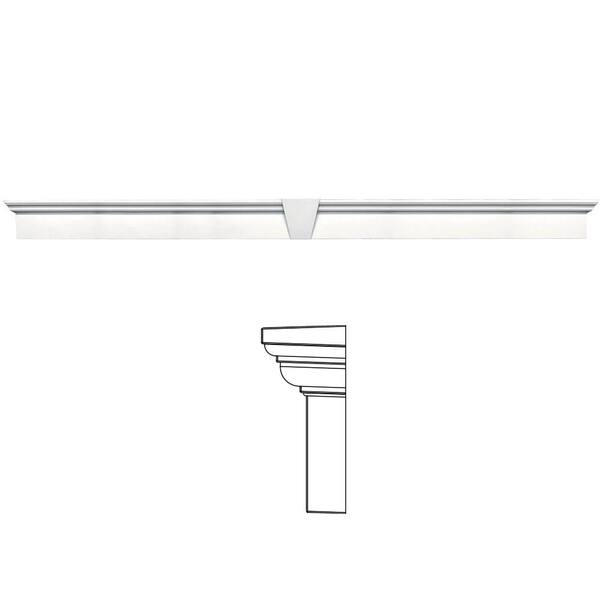 Builders Edge 9 in. x 128 in. Flat Panel Window Header with Keystone in 117 Bright White