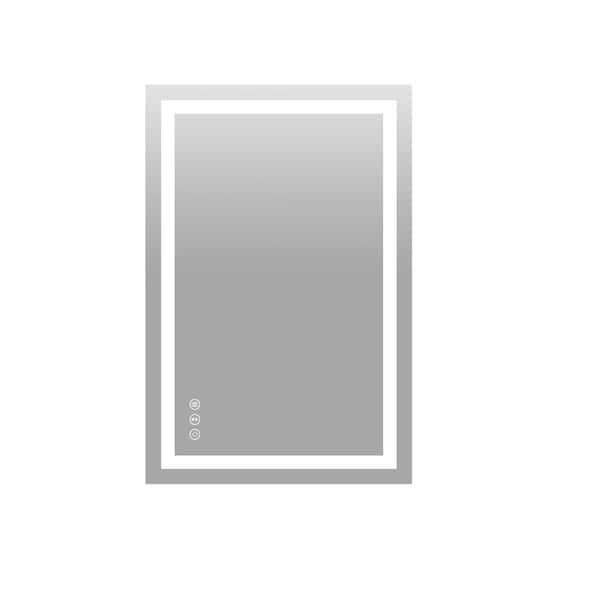 36 in. W x 24 in. H Small Rectangular Frameless LED Light Dimmable Anti-Fog wall mount Bathroom Vanity Mirror