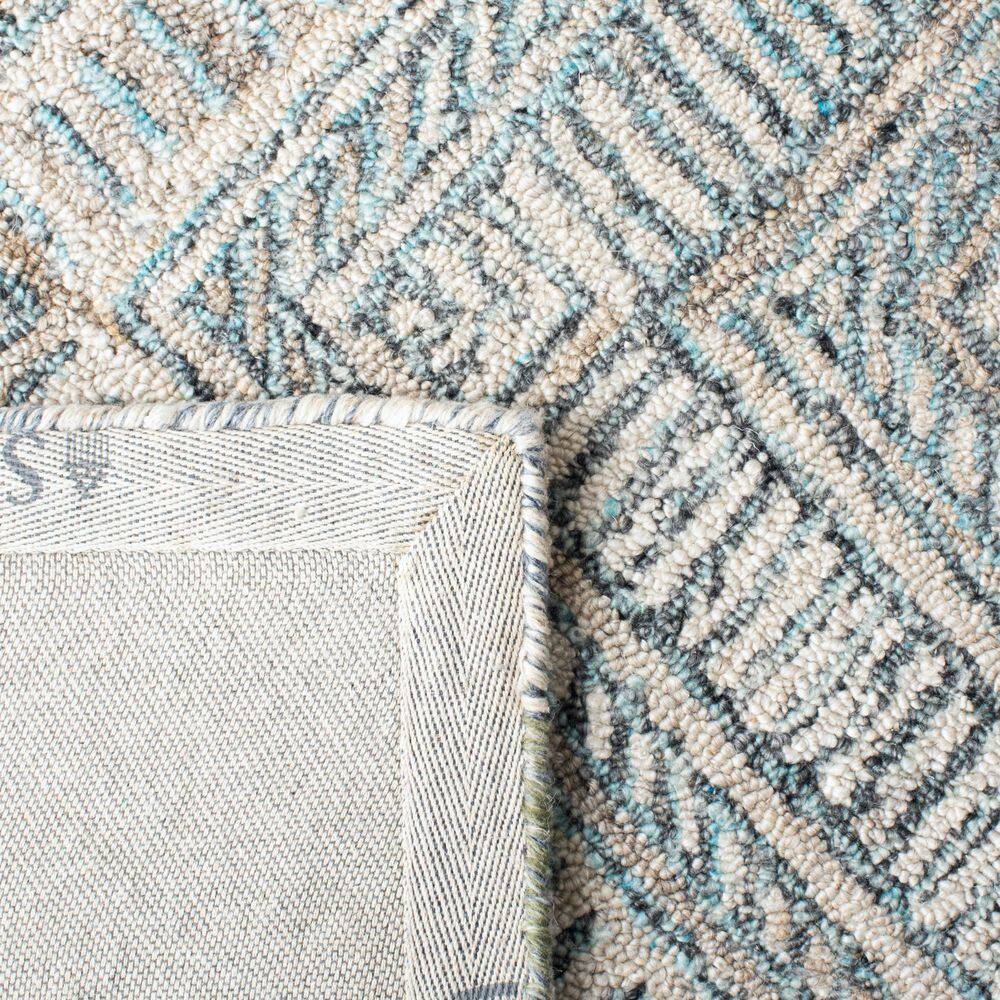 Turquoise and Beige Hand-Tufted Wool Geometric 4' x 6' Area Rug