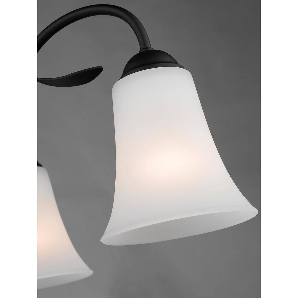 Black 3-Light Chandelier with Hand Blown Satin Glass