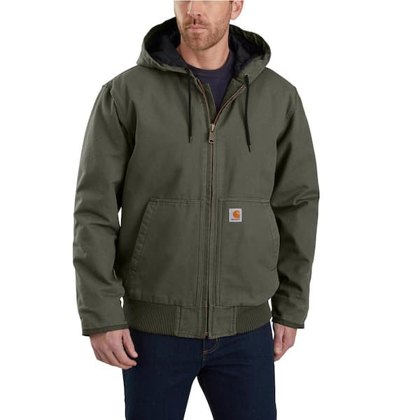 Carhartt Men's Small Moss Cotton Loose Fit Washed Duck Insulated Active Jac
