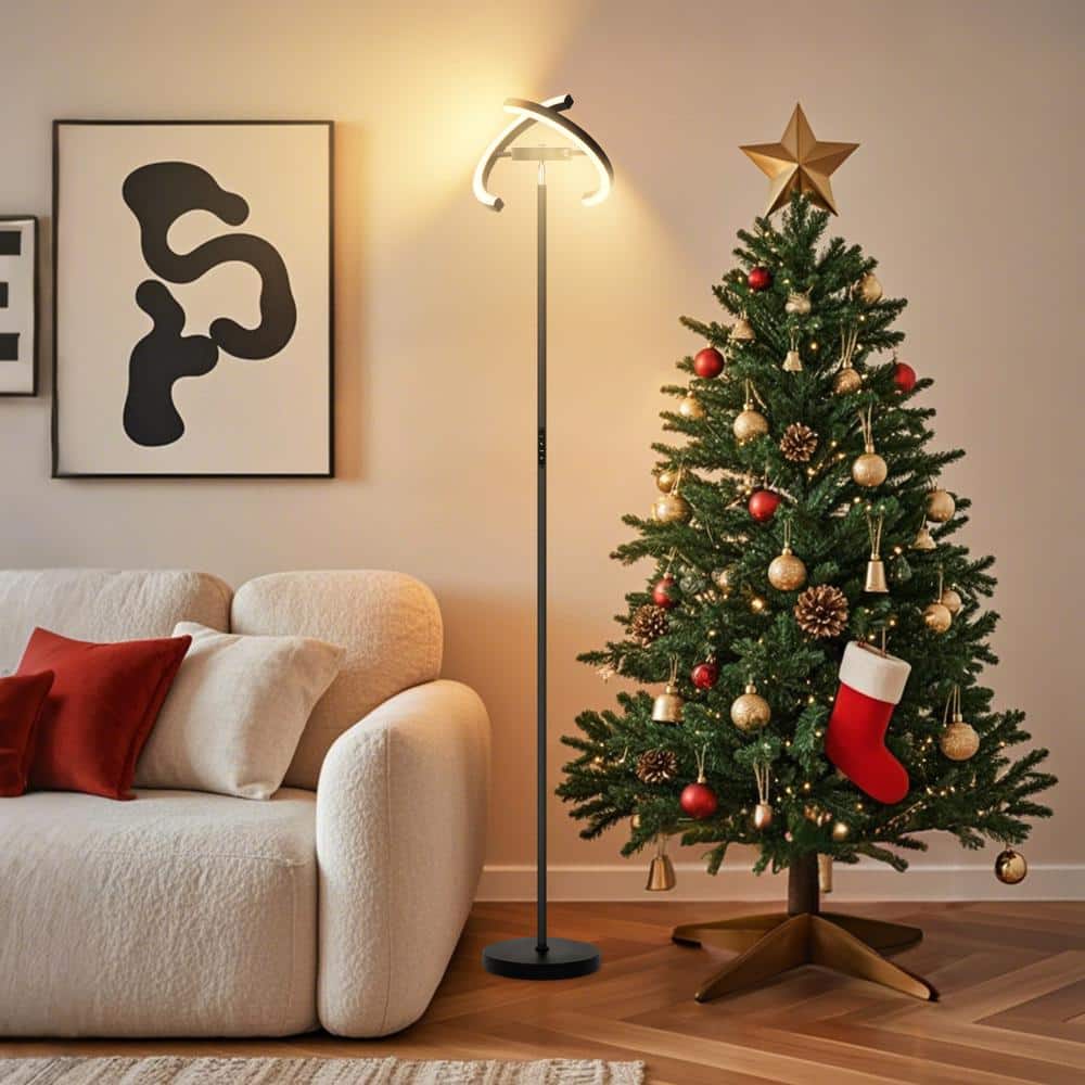TOZING 73 in. Black RGB Modern Standard Floor Lamp with Lightpole