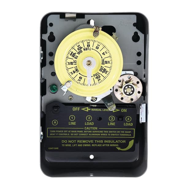 T170 Series 40 Amp 24-Hour Mechanical Time Switch with Skipper and Indoor Enclosure - Gray