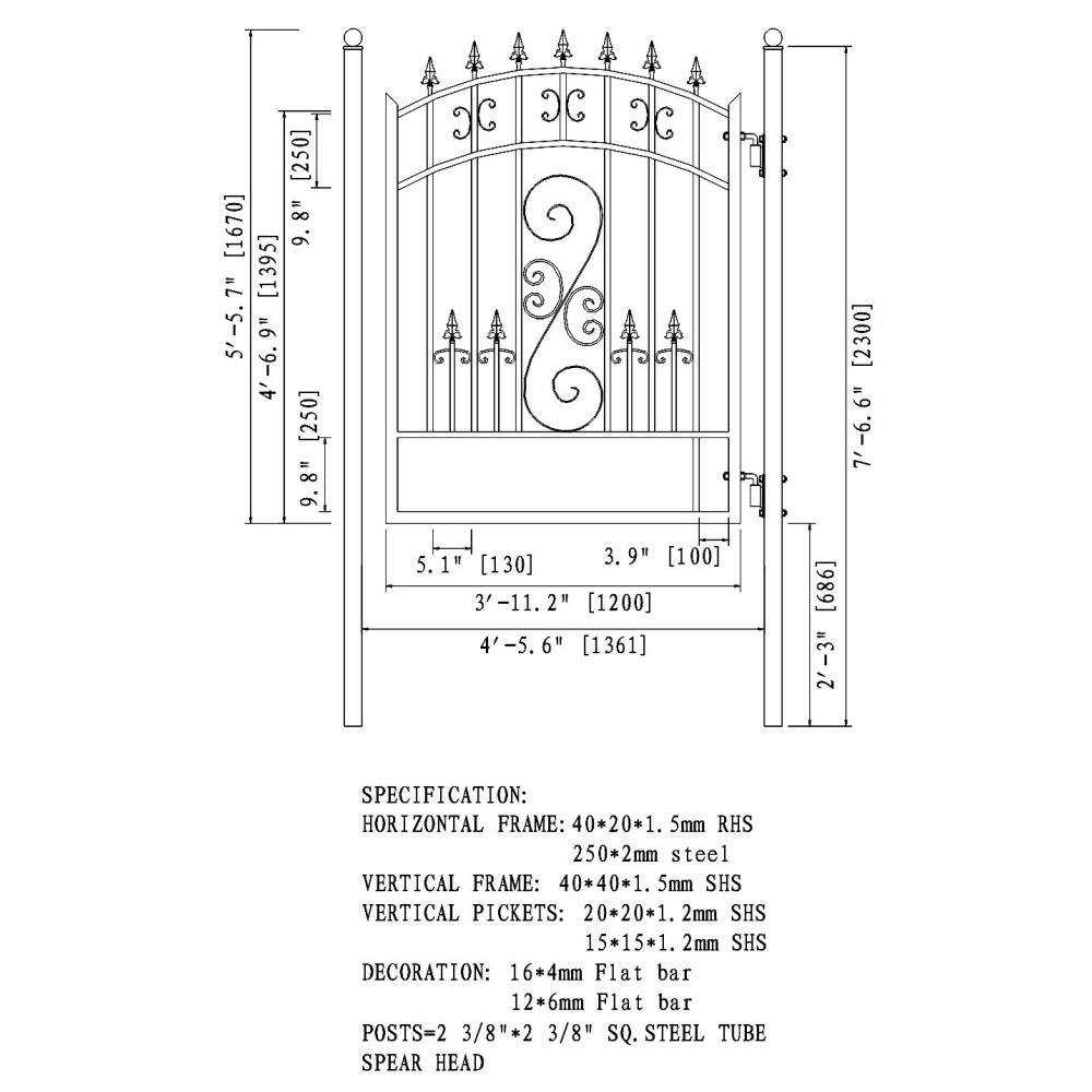 Venice Style Black Steel Dual Driveway Gate with Pedestrian Access