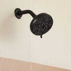 5-Spray Patterns 5 in. Wall Mount Fixed Shower Head with 2.5 GPM and Stainless Steel Shower Arm in Oil Rubbed Bronze