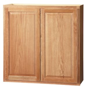 Hampton 36 in. W x 12 in. D x 36 in. H Assembled Wall Kitchen Cabinet in Medium Oak