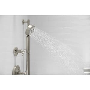 Purist 3-Spray Patterns 1.75 GPM 5 in. Wall Mount Fixed Shower Head Handshower Kit in Vibrant Brushed Moderne Brass