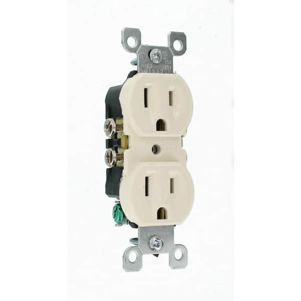 Leviton 15 Amp Residential Grade Grounding Duplex Outlet, Light Almond (10-Pack) Leviton 15 Amp Residential Grade Grounding Duplex Outlet, Light Almond (10-Pack)