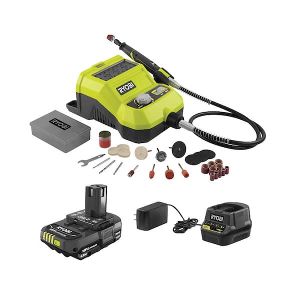 RYOBI ONE+ 18V Cordless Rotary Tool Kit with 1.5 Ah Battery and Charger