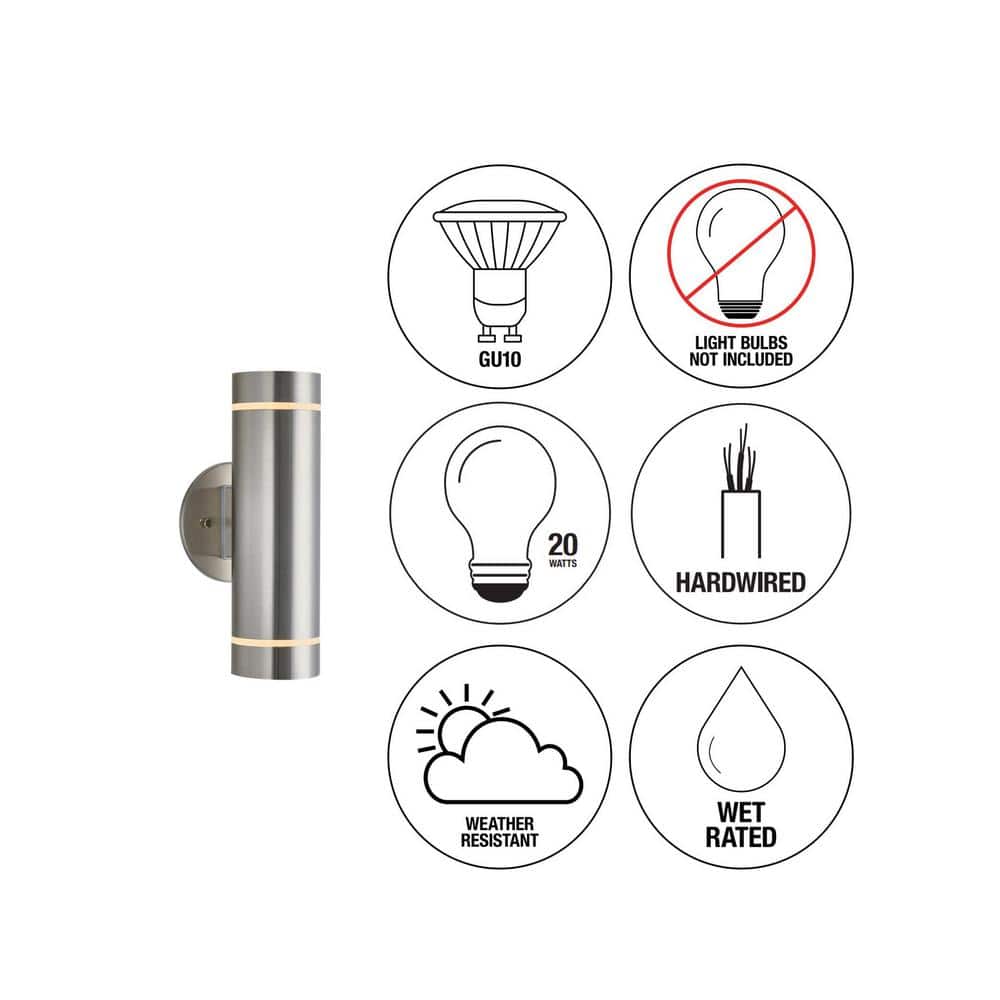 Modern Stainless Steel Cylinder Wall Sconce with Frosted Glass