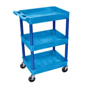 18 in. x 24 in. 3-Tub Shelf Utility Cart, Blue