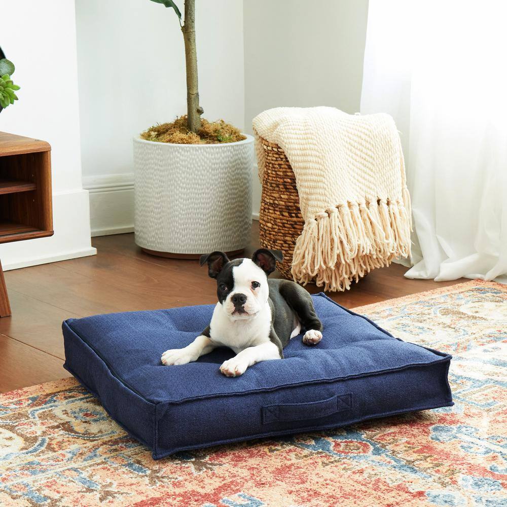 Happy Hounds Milo Square Tufted Pillow Dog Bed- Cobalt- Small (24 x 24 in.)