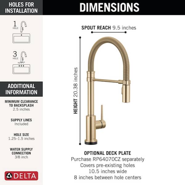 Delta Trinsic Spring Gold Touch2O Touchless Technology Single