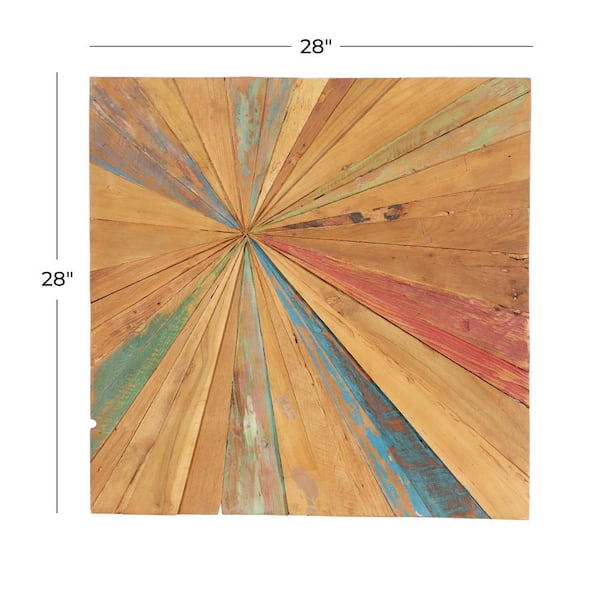28 in. x 28 in. Teak Wood Brown Handmade Radial Starburst Wall Decor