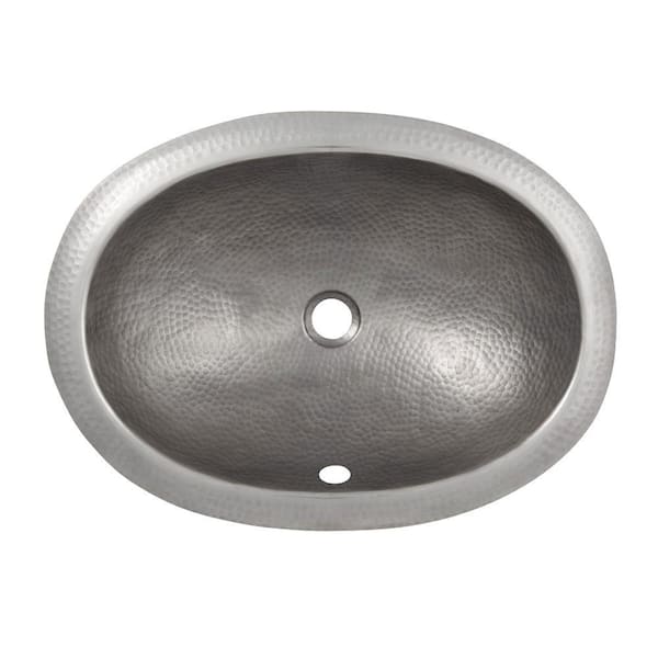 The Copper Factory Oval Drop-In Bathroom Sink in Satin Nickel