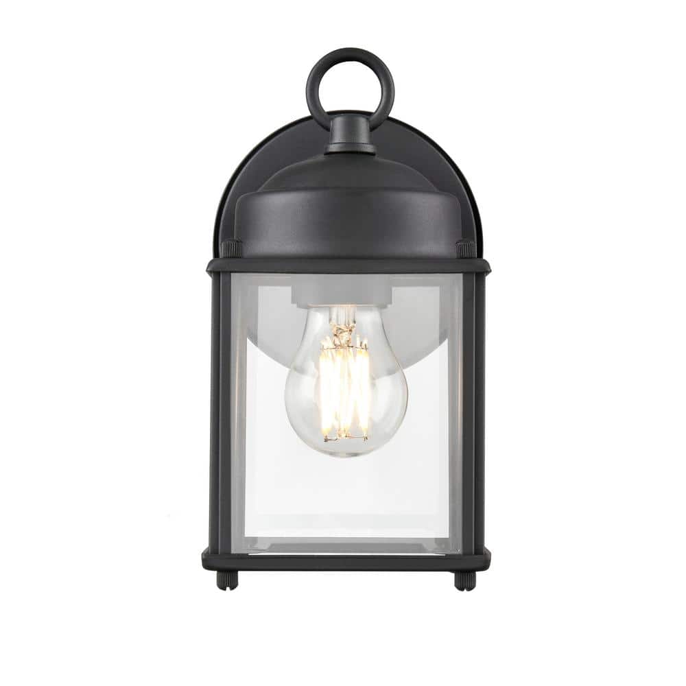 1-Light 4.53 in. Wide Textured Black Outdoor Wall Lantern with Clear Glass price history on PriceWatchPro