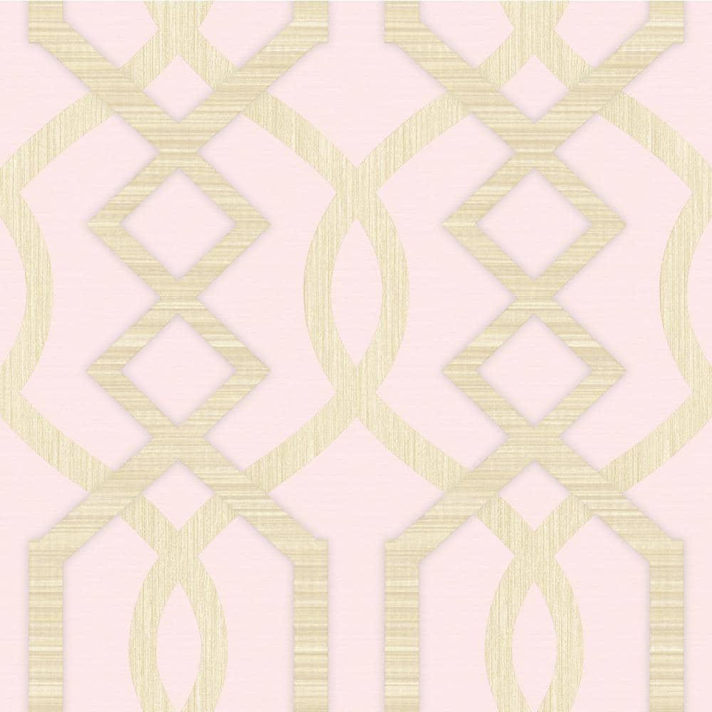 Falkirk Ophia Trellis Butter Yellow, Pink Vinyl Peelable Roll (Covers 57 sq