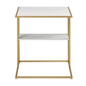 Hale 13.75 in. Gold Square Metal Accent Table