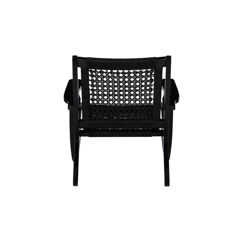 Black Hexagon Woven Rope and Wood Accent Chair