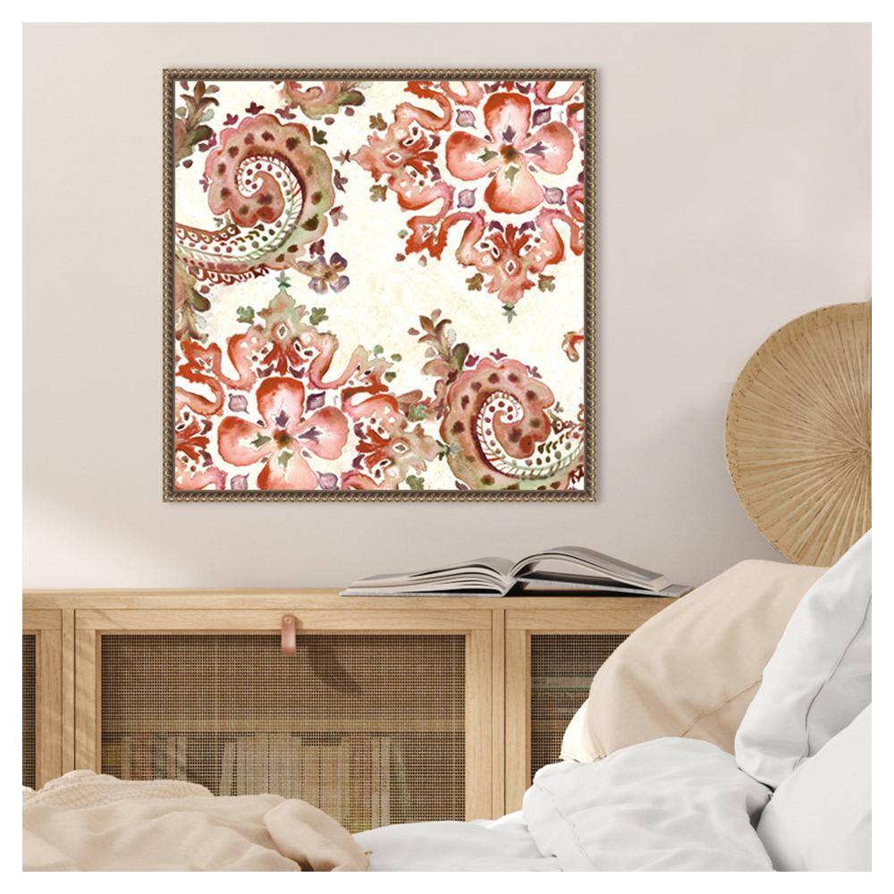 22"x22" Artisan Medallion Pattern II Bronze Framed Canvas Wall Art