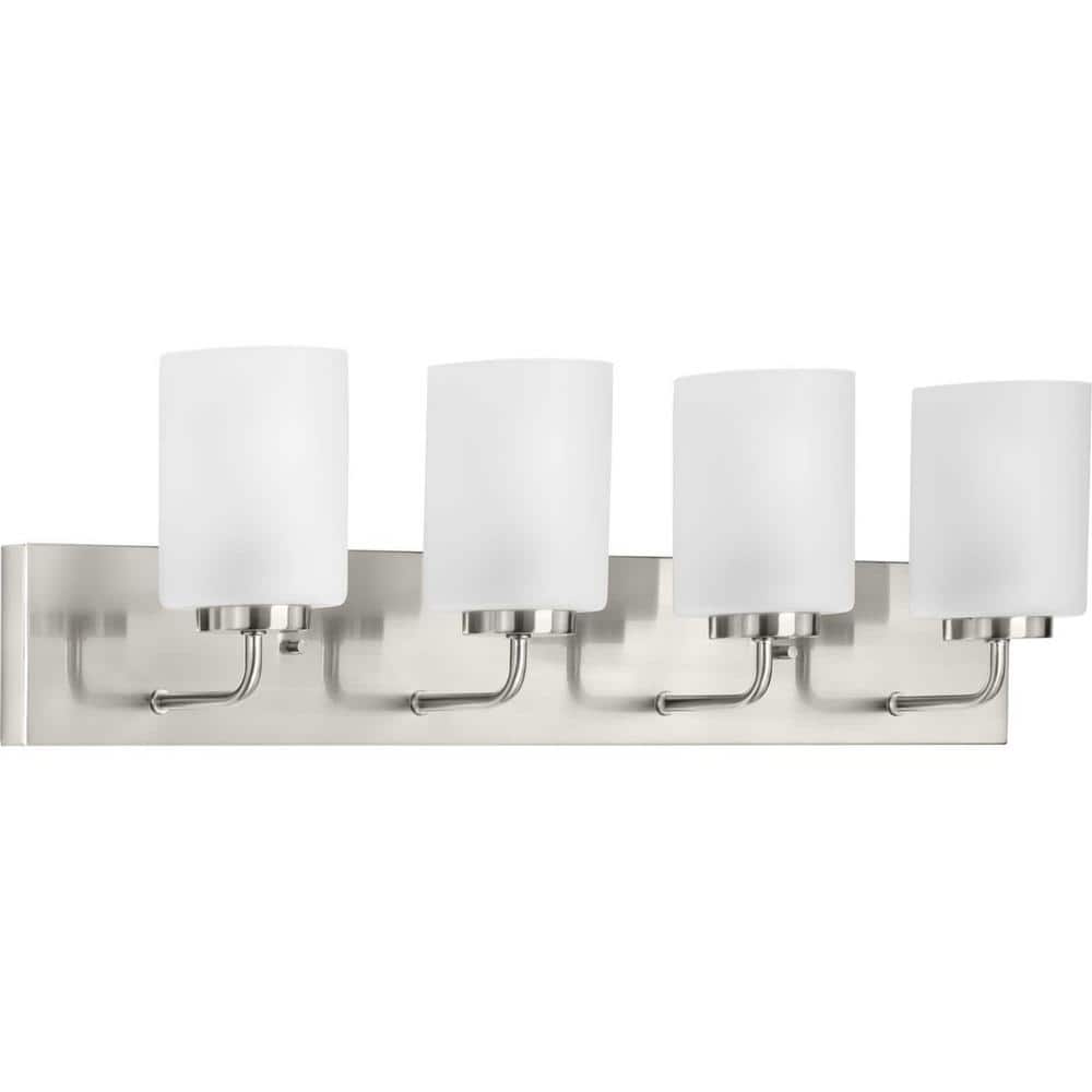 Merry Brushed Nickel 4-Light Etched Glass Bath Vanity