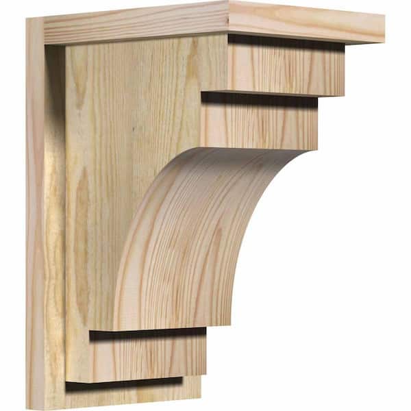 Ekena Millwork 8 in. x 10 in. x 14 in. Douglas Fir Mediterranean Rough Sawn Corbel with Backplate