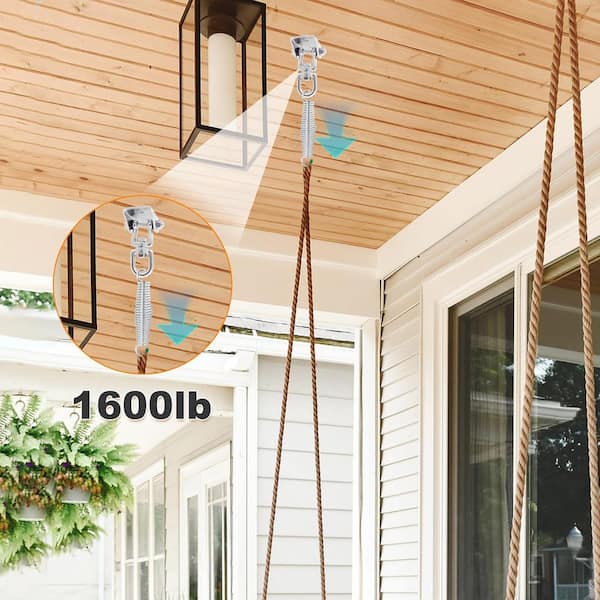 Stainless Steel Porch Swing Hanging Kit Heavy Duty 1600 lbs Load 360° Rotating Spring Hangers 2-Pack