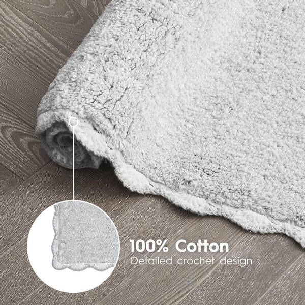 Laura Ashley Heathered Crochet Border Glacier Gray 17 in. x 24 in