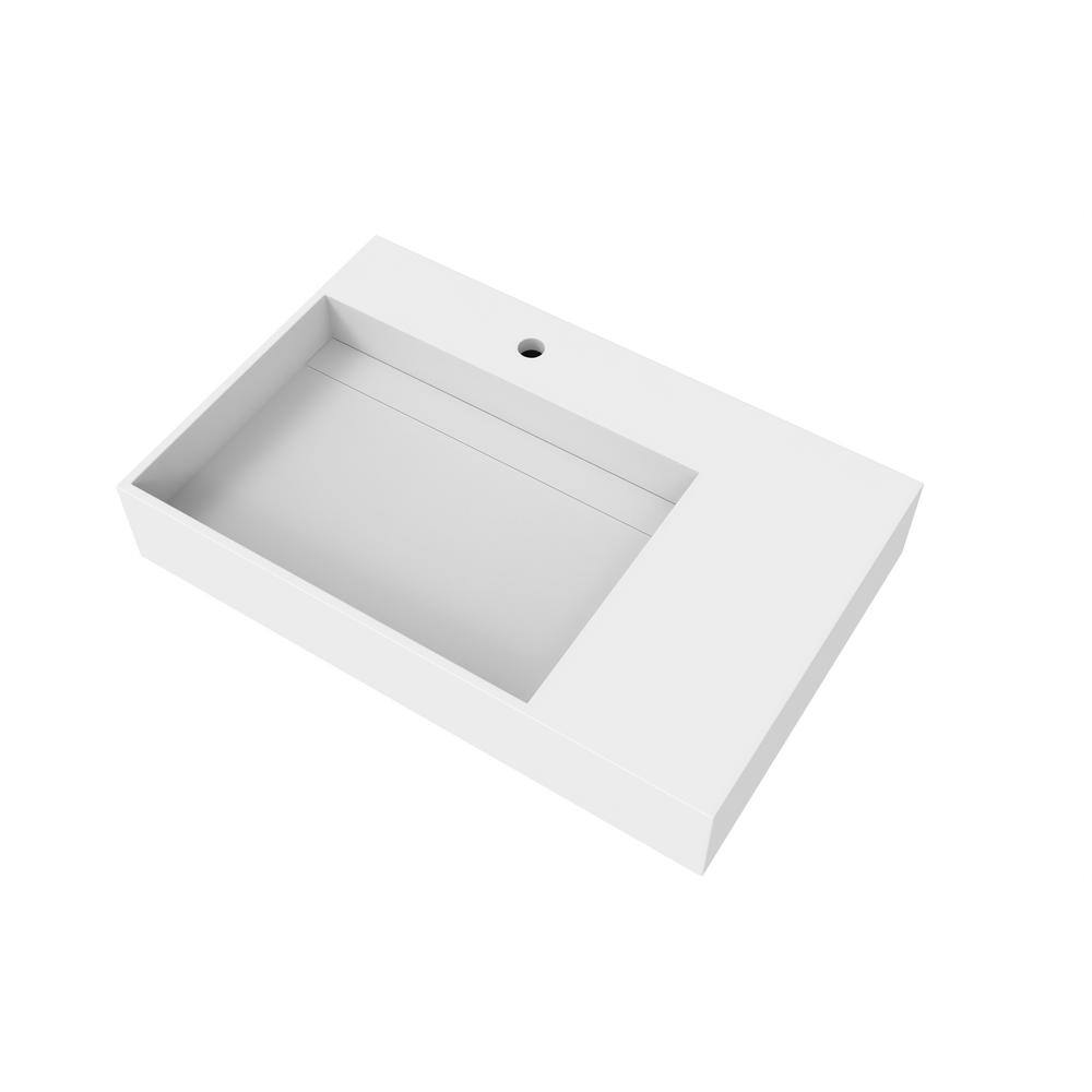 Juniper 30" Matte White Solid Surface Wall-Mounted Bathroom Sink