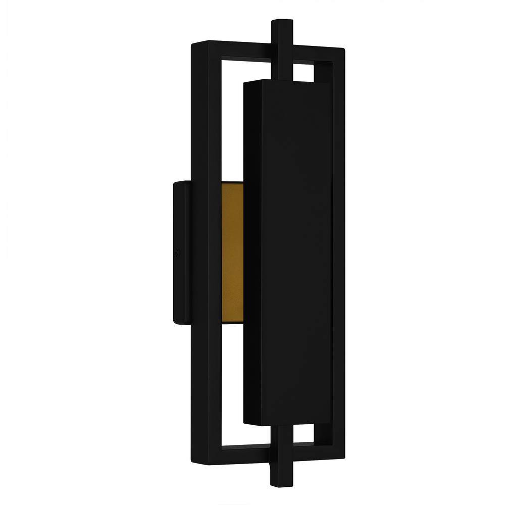 Matte Black Geometric LED Outdoor Wall Lantern