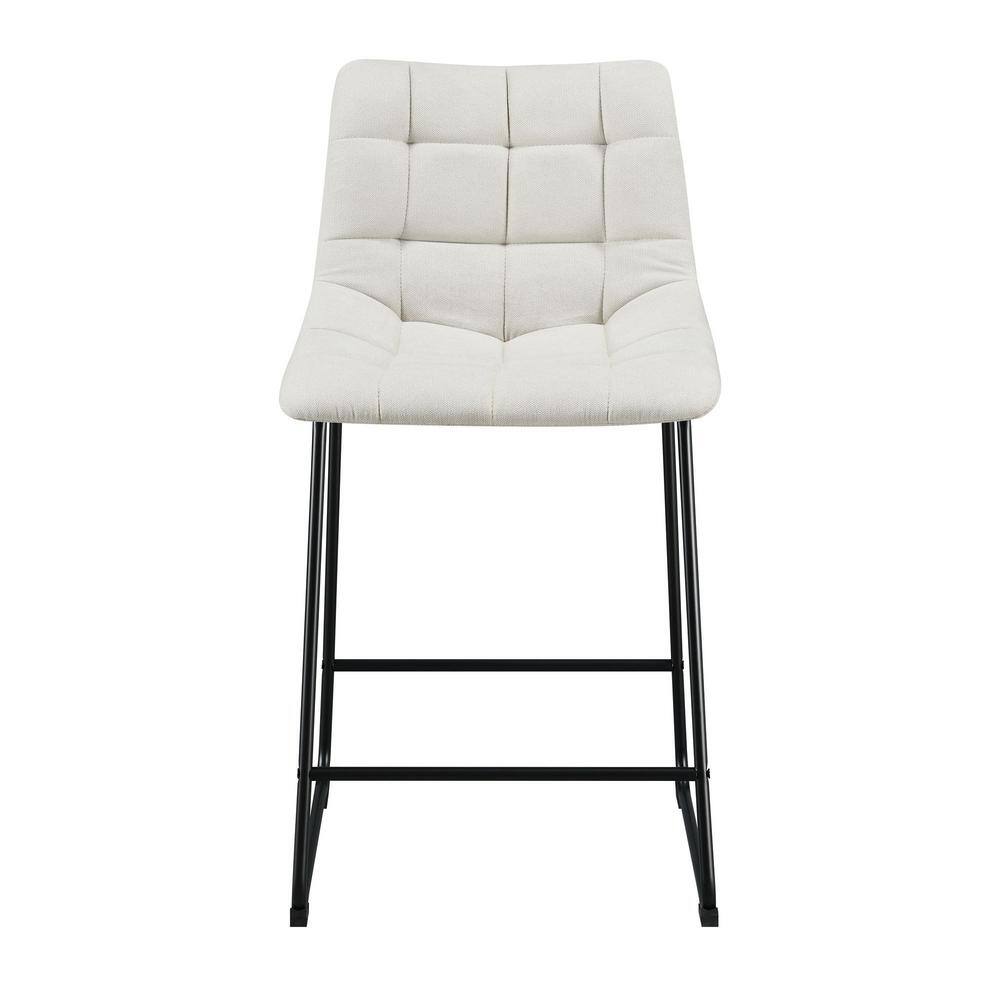 Linen White Industrial Metal & Wood 25" Counter Stool Set