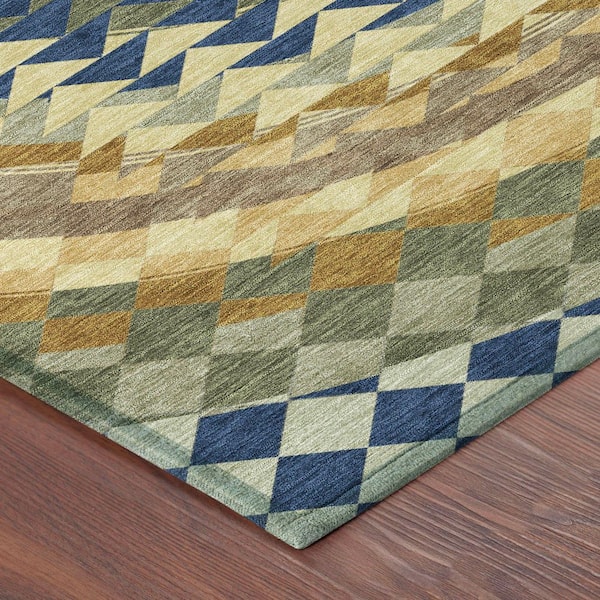 Chantille Machine Washable Indoor/Outdoor Abstract ACN2685 Olive 10 ft. x 14 ft. Area Rug